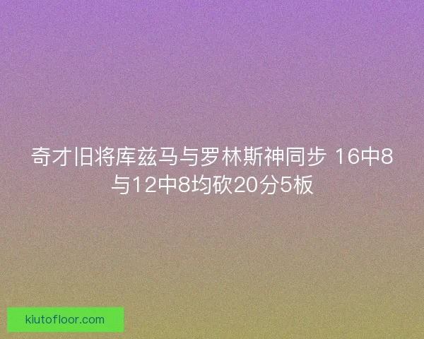 奇才旧将库兹马与罗林斯神同步 16中8与12中8均砍20分5板