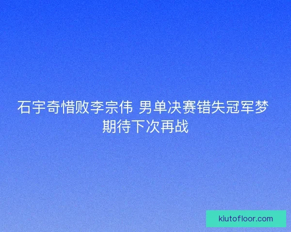 石宇奇惜败李宗伟 男单决赛错失冠军梦 期待下次再战
